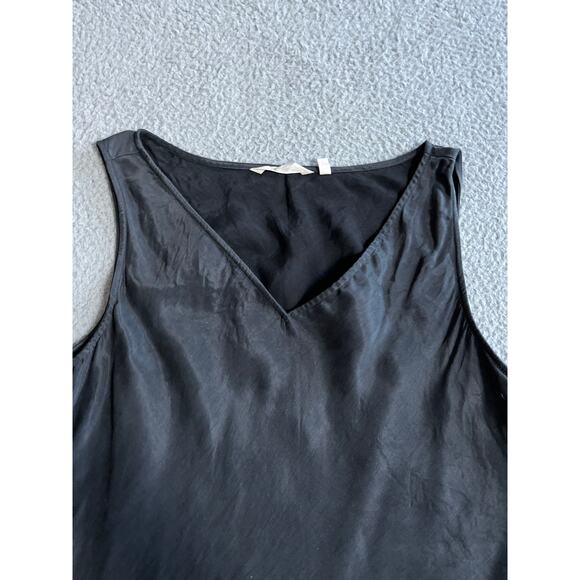 Soft Surroundings Tank Top Slip Large Satin V-Neck Sleeveless A-Line Black Cami - Picture 2 of 9